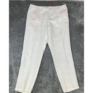 J Jill Women's Linen White Ankle Pull On Pockets Beach Lagenlook Coastal XL Tall